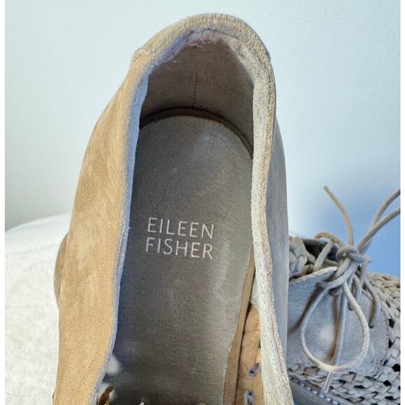 Eileen Fisher Tie Oxford Shoes Size 10 NWOB Leather Weave Tie Loafer Platform - Picture 6 of 7